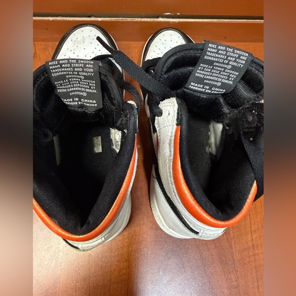 Nike Air Jordan Retro Black White Orange Sneakers - Picture 5 of 10